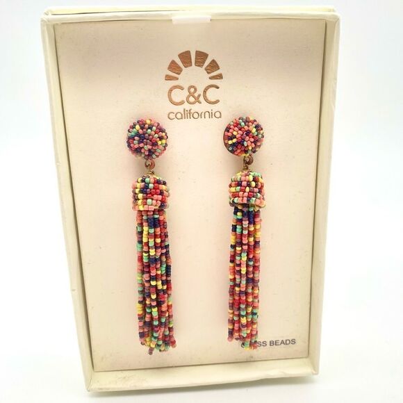 C&C California Glass Beaded Dangle earrings NWT‎ - Picture 1 of 5